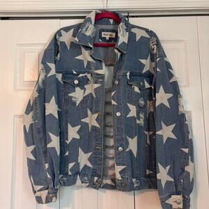 Distressed denim star jacket